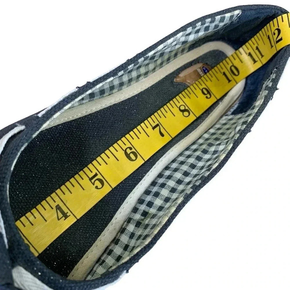 Dr. Scholl's Canvas Bow Tie Low Wedge Pump Slip On Shoes Size 10M Blue Glitters - Picture 11 of 16